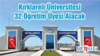 Kırklareli Üniversitesi 32 Öğretim Üyesi Alacak
